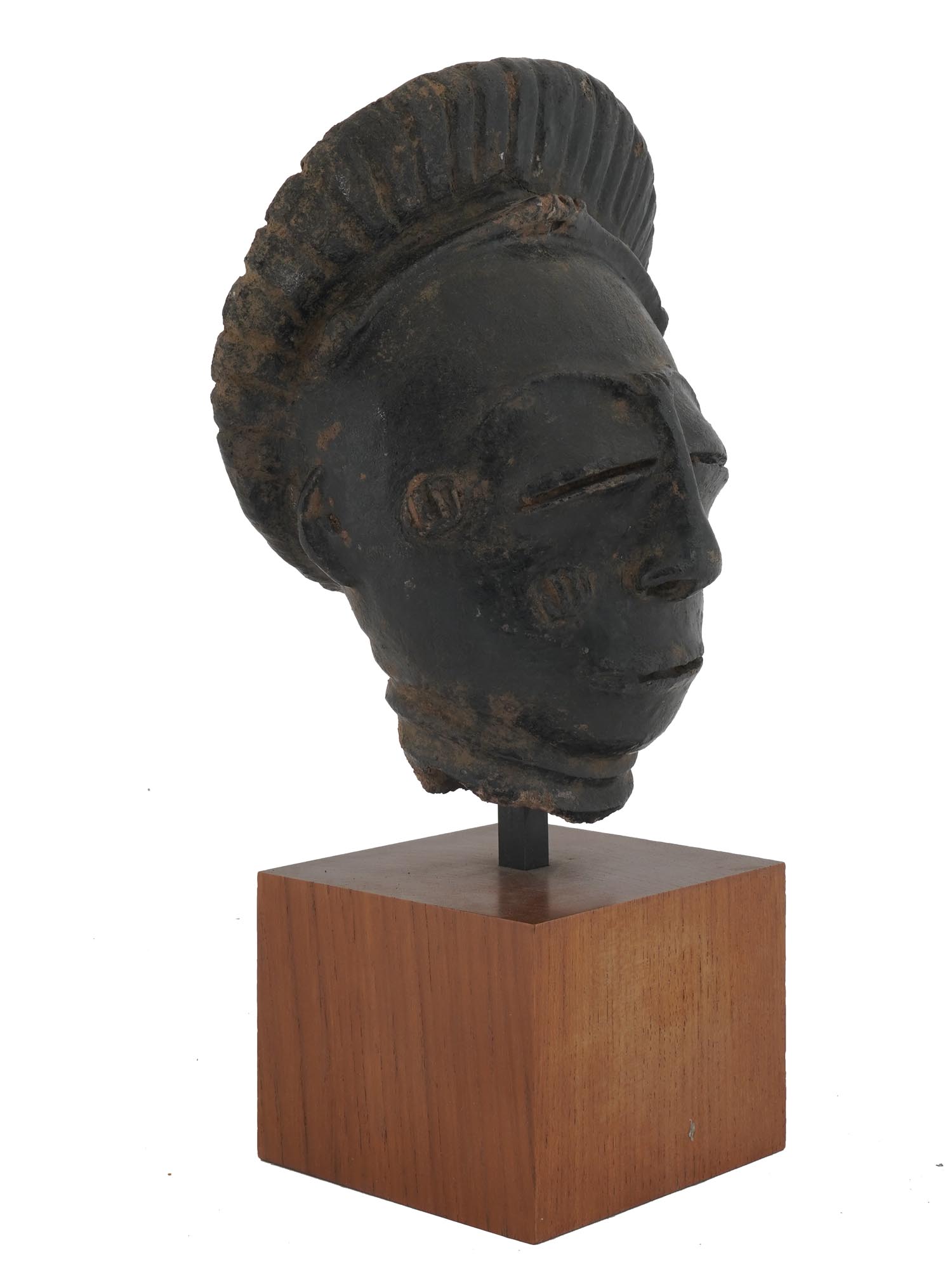 ANTIQUE 18TH CENT AFRICAN BRONZE HEAD SCULPTURE PIC-3